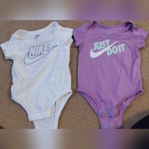 Nike White and Purple Baby Girls' One-Piece Bodysuit Set
